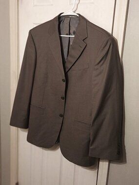 Oscar De La Renta Men Tan Pinstripe Blazer Only  42R